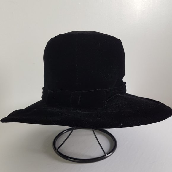 1950s Vintage Elizabeth Ford Hat Black Wide Brim Hat Made in New York USA 60s - Picture 4 of 10